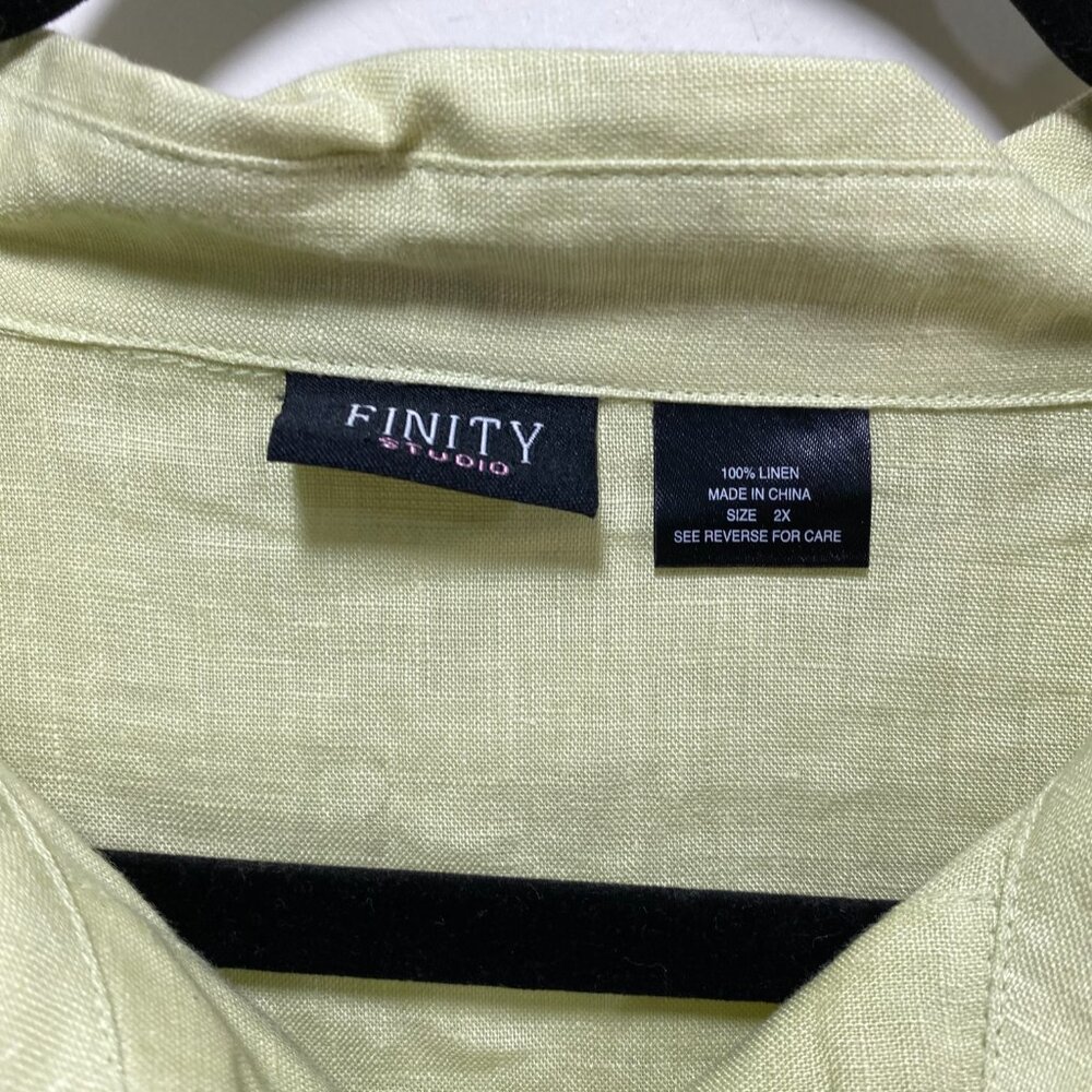100%‎ Linen Top Tunic Button Up Shirt Womens 2X New Leaf Mother Pearl Buttons - Picture 4 of 8